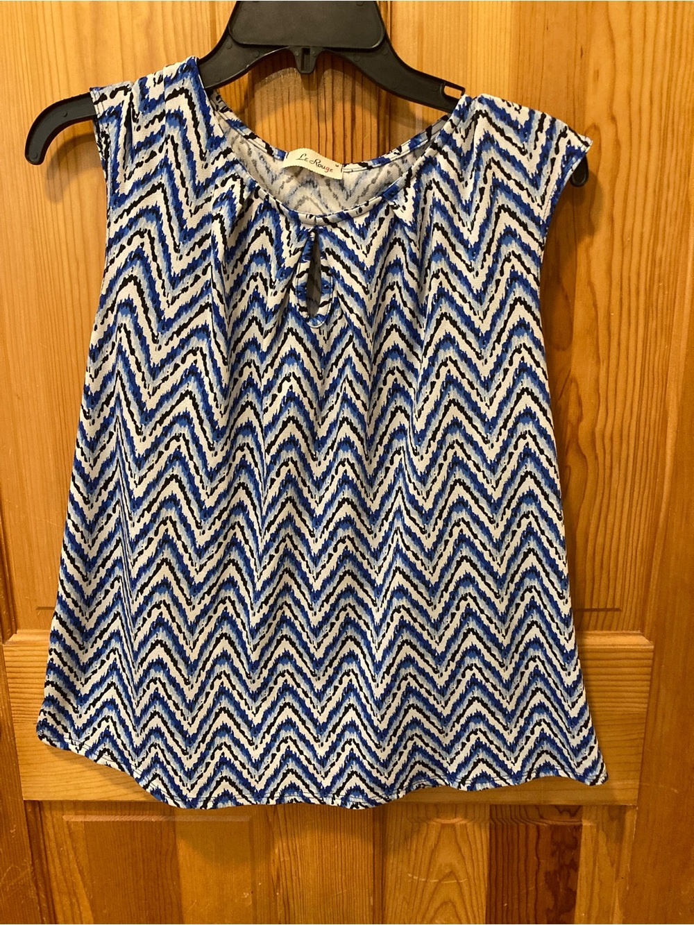 Blue & White Chevron Sleeveless Blouse